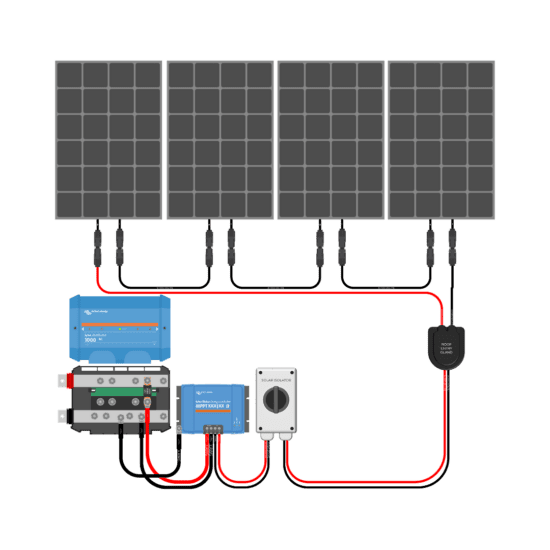 1000W Solar Charging Wiring Kit (4x 250W _ 12V Battery Bank)