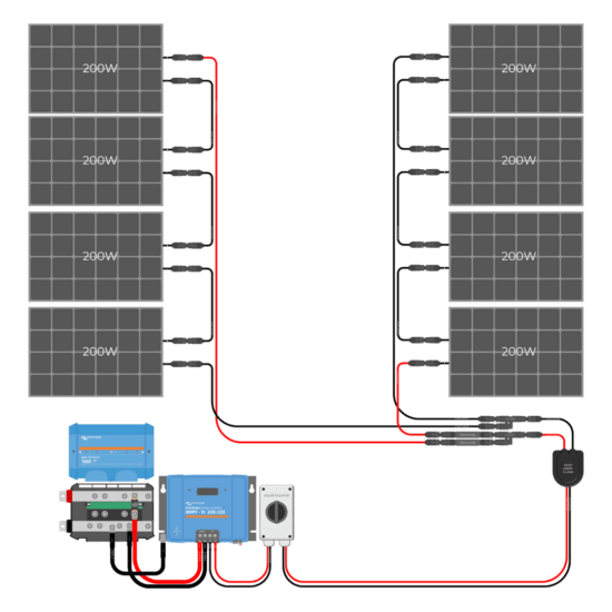 1600W Solar Charging Wiring Kit (8x 200W _ 12V Battery Bank)