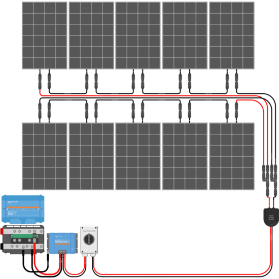 2000W Solar Charging Wiring Kit (10x 200W _ 24V Battery Bank)