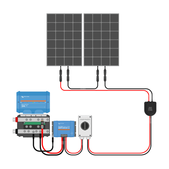 500W Solar Charging Wiring Kit (2x 250W _ 24V Battery Bank)