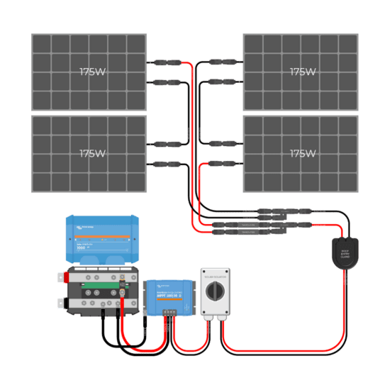 700W Solar Charging Wiring Kit (4x 175W _ 12V Battery Bank)